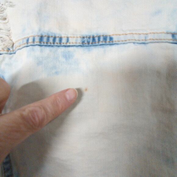 Free People Denim Jacket Womens 10 Blue Acid Wash Distressed Trucker Cropped - Picture 3 of 12